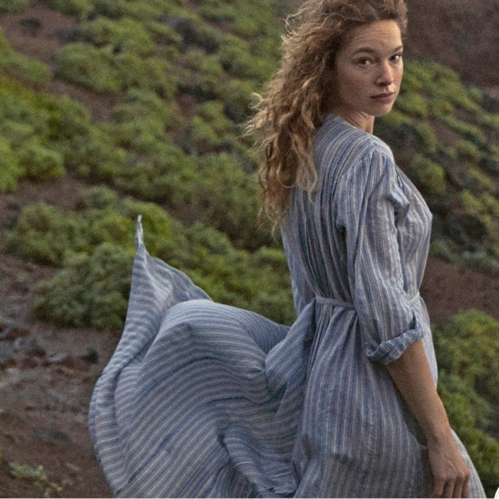 DOEN Lorena Monte Isola Striped Cotton Maxi Dress